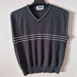Vintage 90s Men's Charcoal V-Neck Sweater Vest